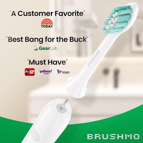 Brushmo Replacement Toothbrush Heads - Soft Dupont Bristles for Philips Sonicare | 8 Standard Heads, White