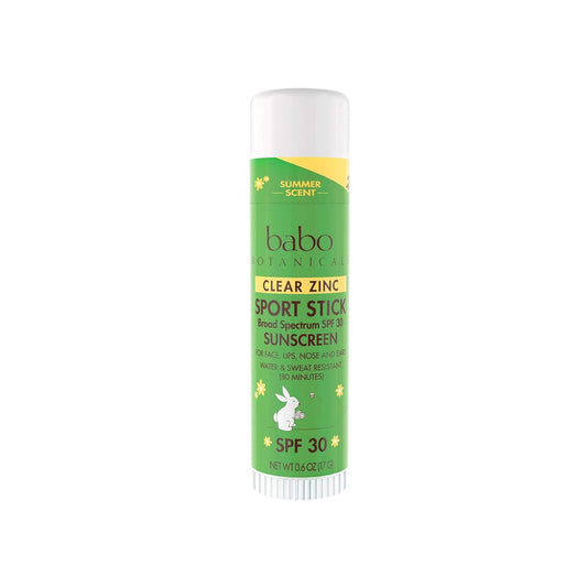 BABO Botanicals Sheer Zinc Sunscreen Sport Stick SPF 30 - Natural Zinc Oxide & Shea Butter - Fragrance-Free & Water Resistant