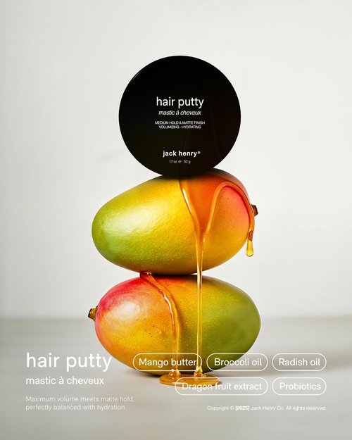 Jack Henry Hair Putty - Medium Hold Styling Paste for Men | Natural Matte Finish, Lightweight & Nourishing - 1.7 oz