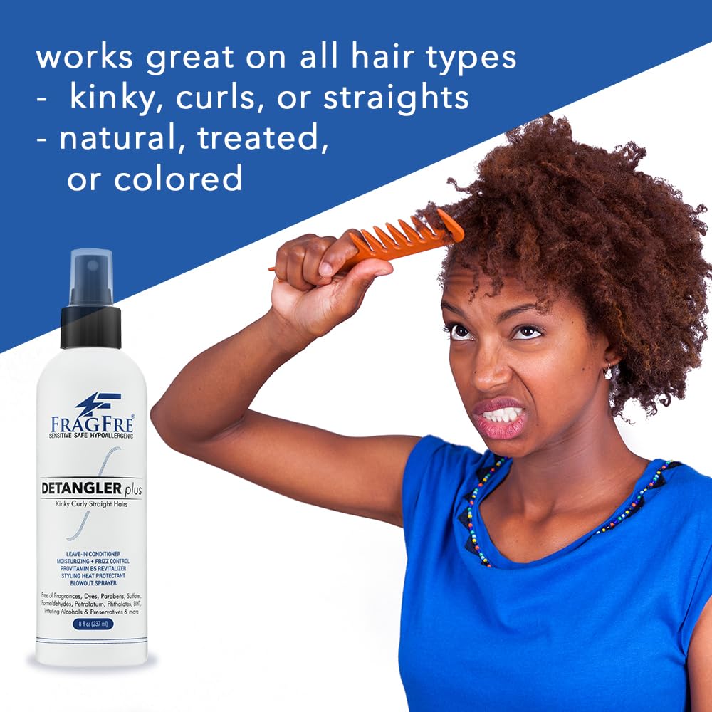 Skiennix Detangler Plus Styling Hair Spray - Heat Protectant & Blowout Spray, 8 oz | Fragrance-Free, Hypoallergenic, Anti-Frizz