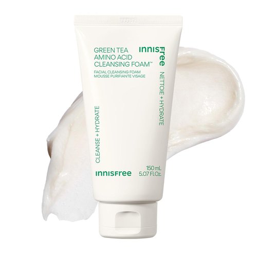 Innisfree Green Tea Amino Acid Cleansing Foam - Sulfate-Free Hydrating Face Wash | Gentle Lather, pH-Balanced