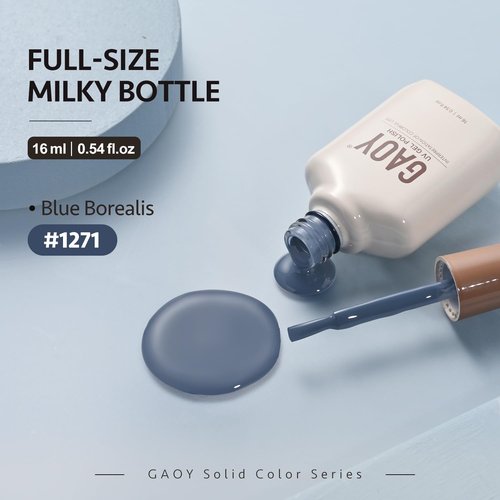 GAOY Blue Gel Nail Polish, 16ml Soak Off Gel Polish, UV Light Cure for Nail Art DIY Manicure at Home, 1271 Blue Borealis