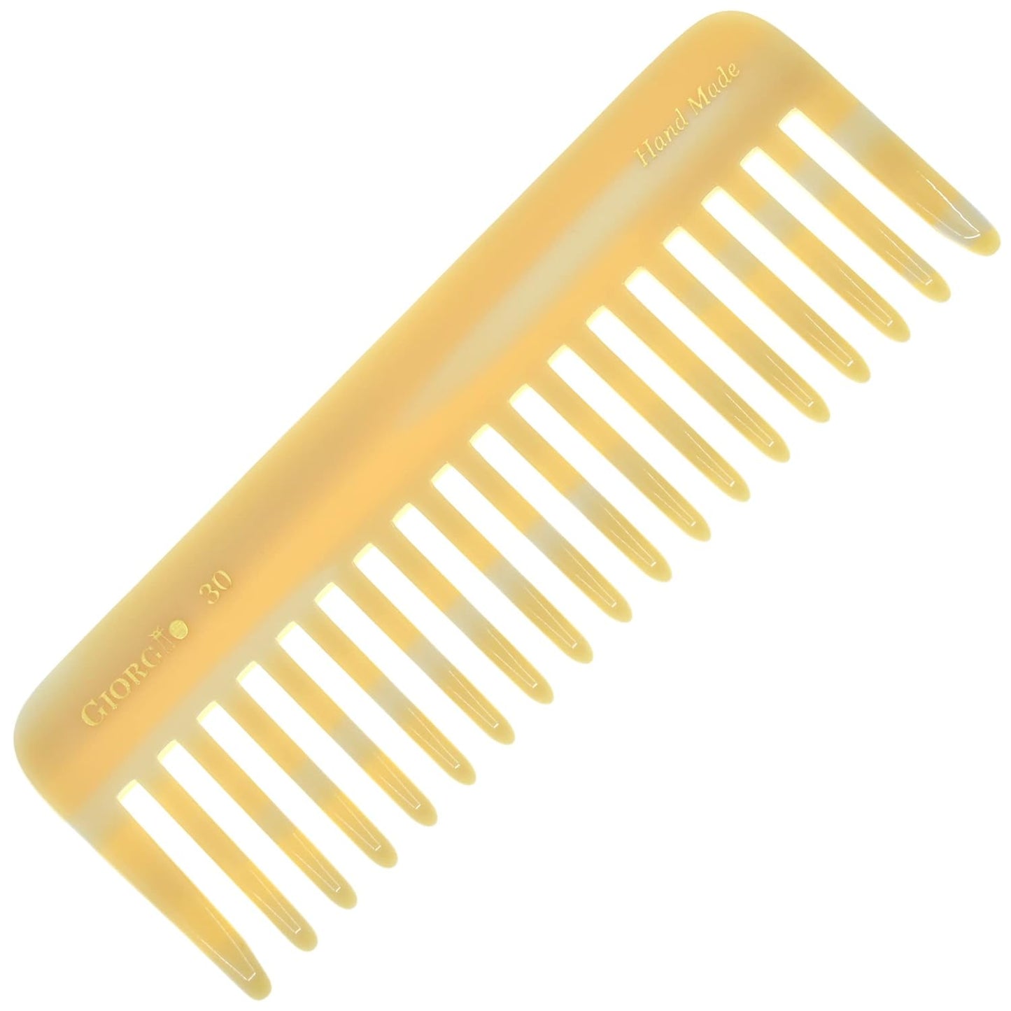 Giorgio G49 Yellow Tokio, Large Hair Detangling Comb, Wide Teeth for Thick Curly Wavy Hair, Detangler Comb For Wet and Dry, Handmade of Quality Cellulose, Saw-Cut, Hand Polished