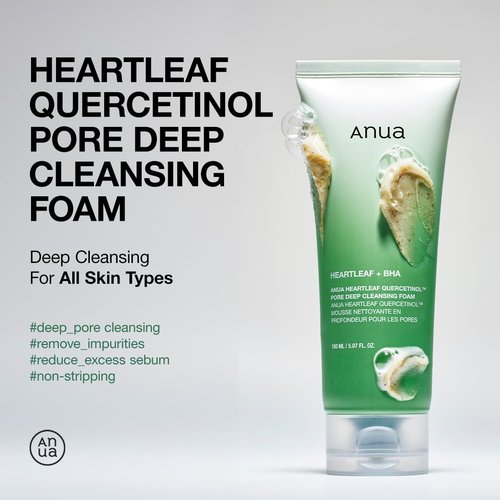ANUA Double Cleansing Duo - Heartleaf Pore Control Cleansing Oil & Quercetinol Foam | Korean Skincare