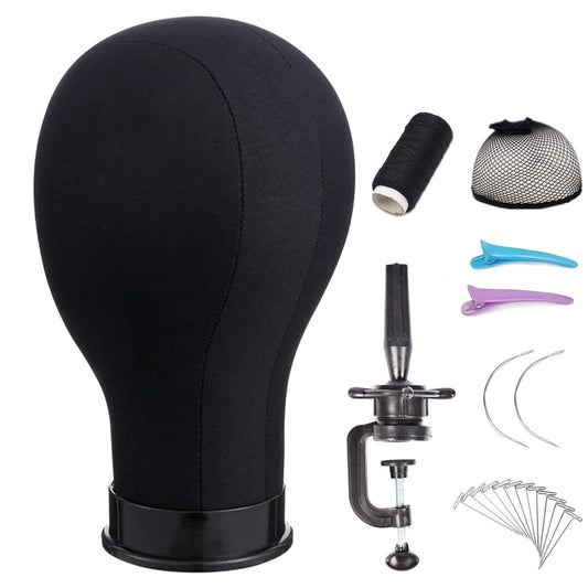 Wig Head 23Inch Canvas Block Head Wig Stand with Mannequin Head for Making Wigs Display Styling