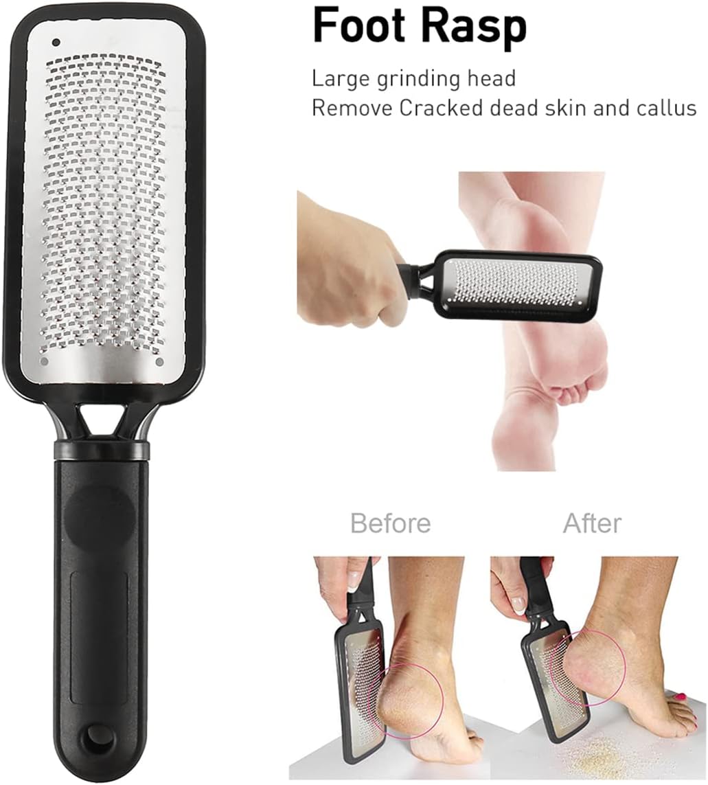 Skiennix Foot File - Stainless Steel Callus Remover for Professional Pedicure | Ideal for Wet & Dry Feet