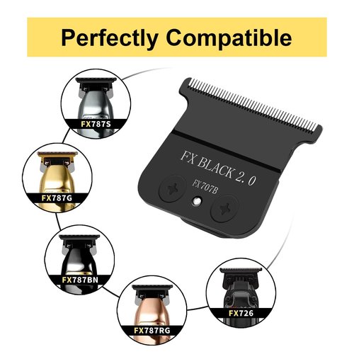 BaBylissPRO 707B Replacement Blades - 2 Pack with 4 Guards for FX787 & FX726 Trimmers | Black