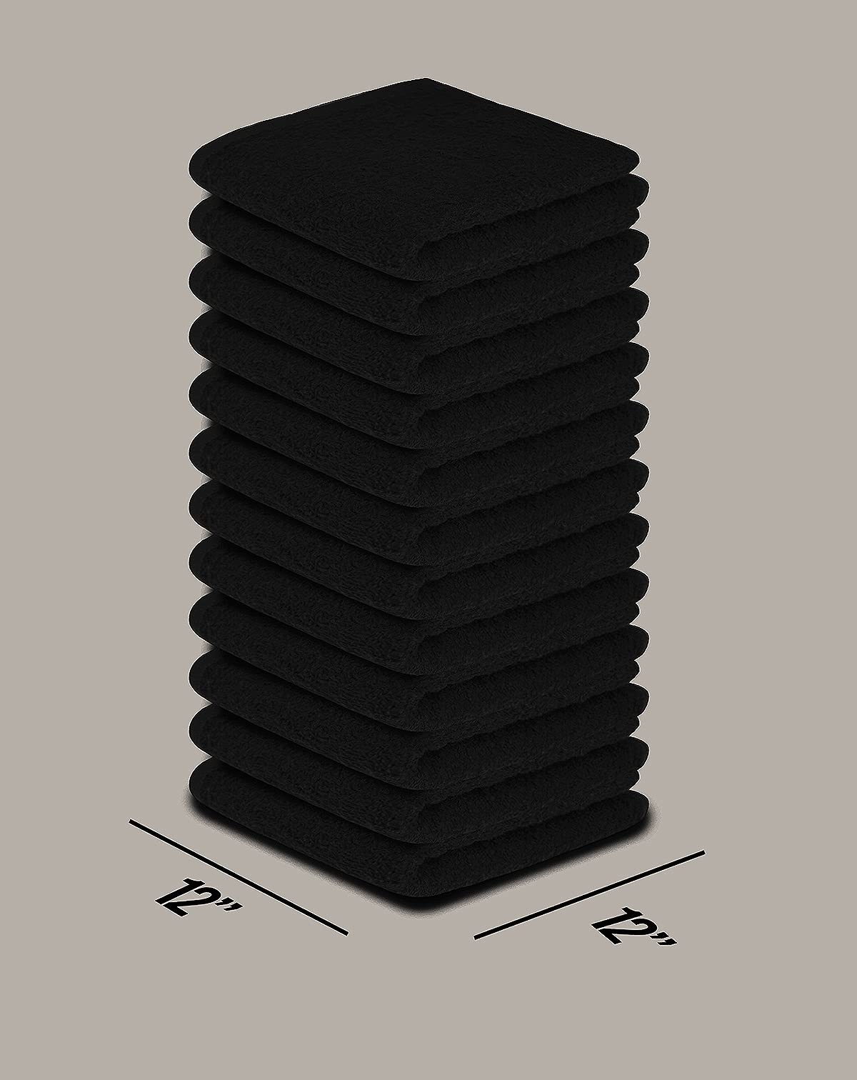 Softolle 100% Cotton Ring Spun Wash Cloths – Bulk Pack of Washcloths – 12x12 Inches – Wash Cloth for Face, Highly Absorbent, Soft and Face Towels (Black, 24 Pack)