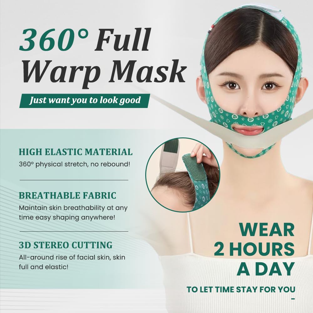 V Shape Face Lift Strap - Relieve Sagging Skin, Reduce Pwelling and Firm Skin, Double Chin Strap, Reusable Grooming Face and Chin Lift Mask for Men and Women
