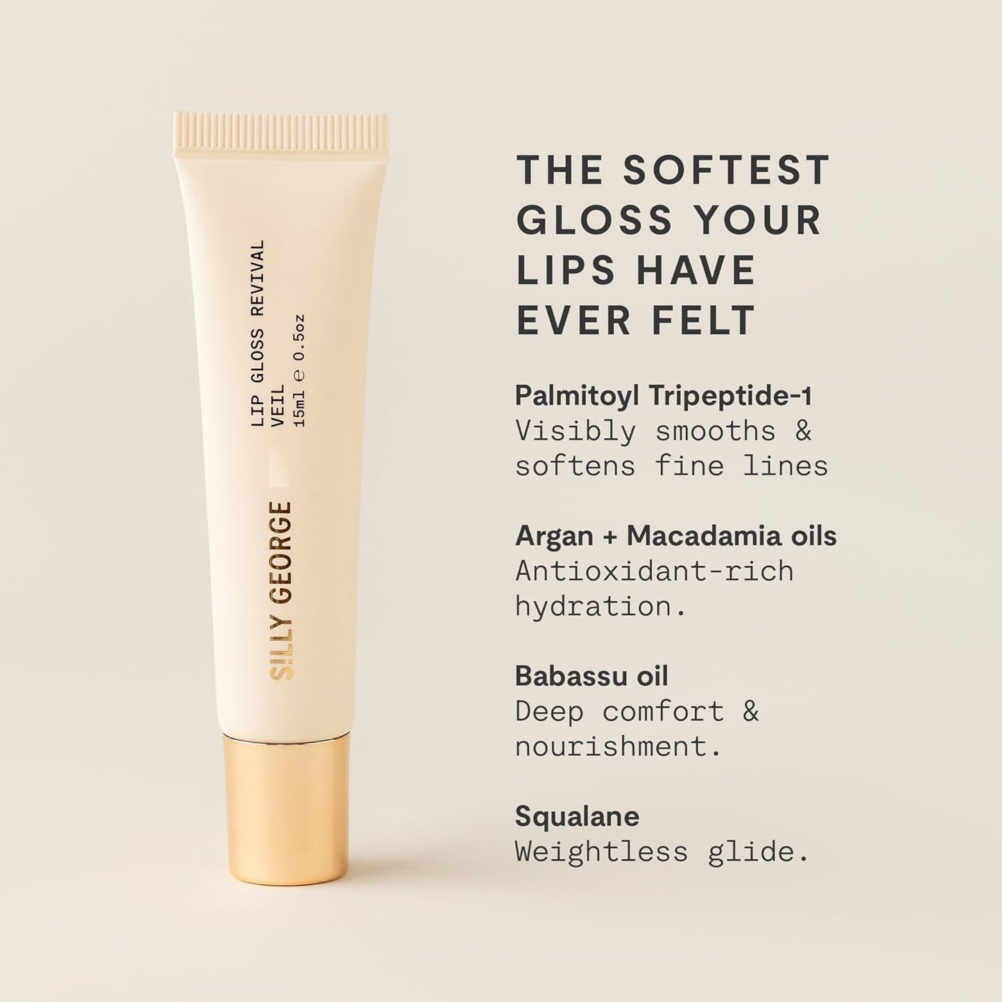 Silly George Lip Gloss Revival - Hydrating Glossy Glaze with Peptides & Shea Butter | Lilac 15ml Tube