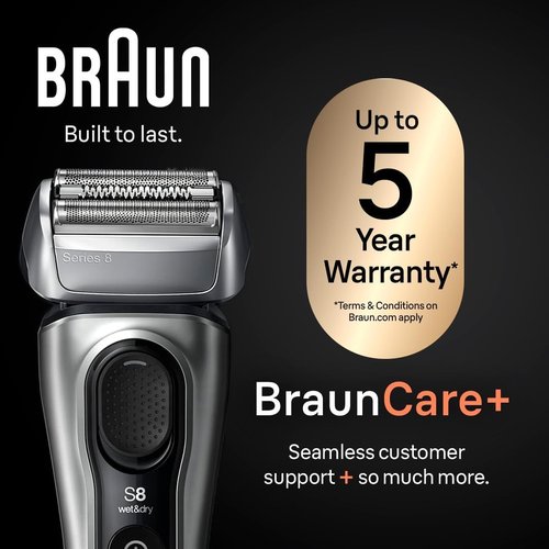 Braun Series 8 8567cc Electric Razor - 4+1 Shaving Elements & Precision Trimmer | Wet & Dry, 60min Runtime
