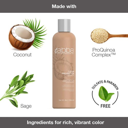 ABBA Pure Color Protection Shampoo - Nourishing Coconut Oil & Sage Formula