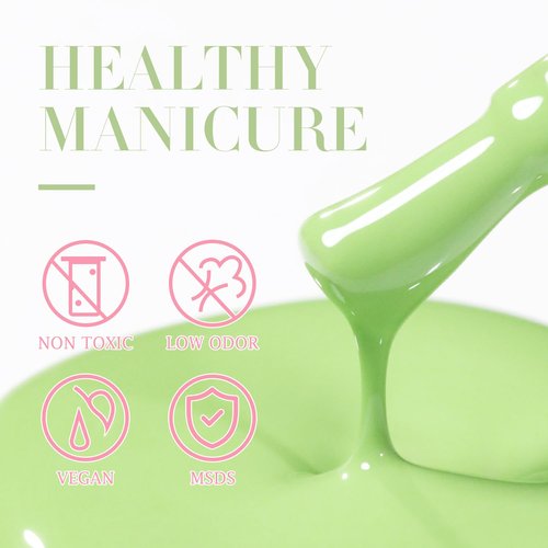 Double Rhythm 15ML Gel Nail Polish Pure Sheer Same Color Same Bottle Soak Off Gel Polish Art Manicure Salon DIY at Home for Women (Green-A1409)