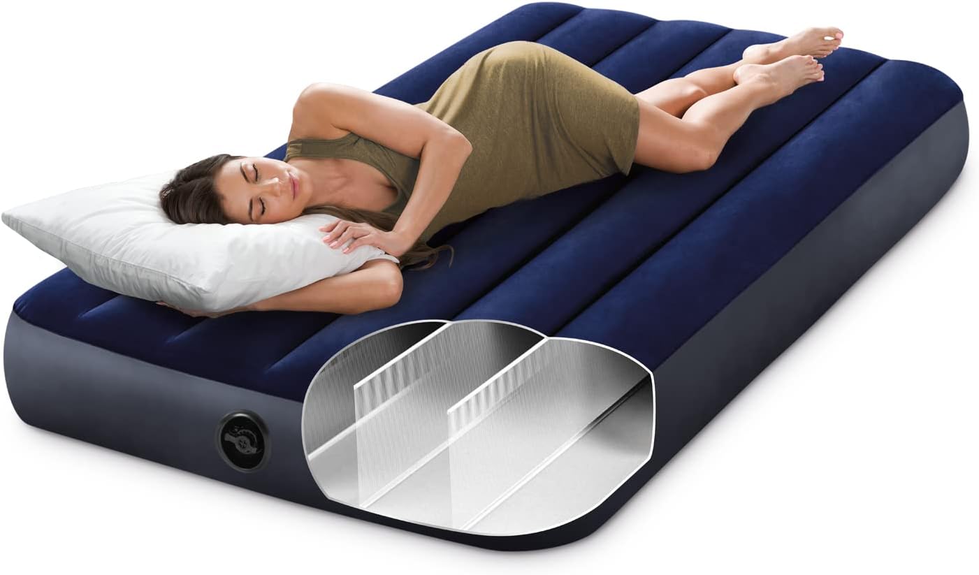 Intex Dura-Beam Twin Air Mattress - Fiber-Tech Construction - 10-Inch Height - 300lb Capacity