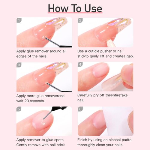Curvlife 10g Semi-Solid Glue and 20ml Pinpoint Glue Remover Kit - Gel for Press on Nails, Quick Dry No UV Lamp Needed with Gentle Non-Acetone Remover, Fake Nail Tips
