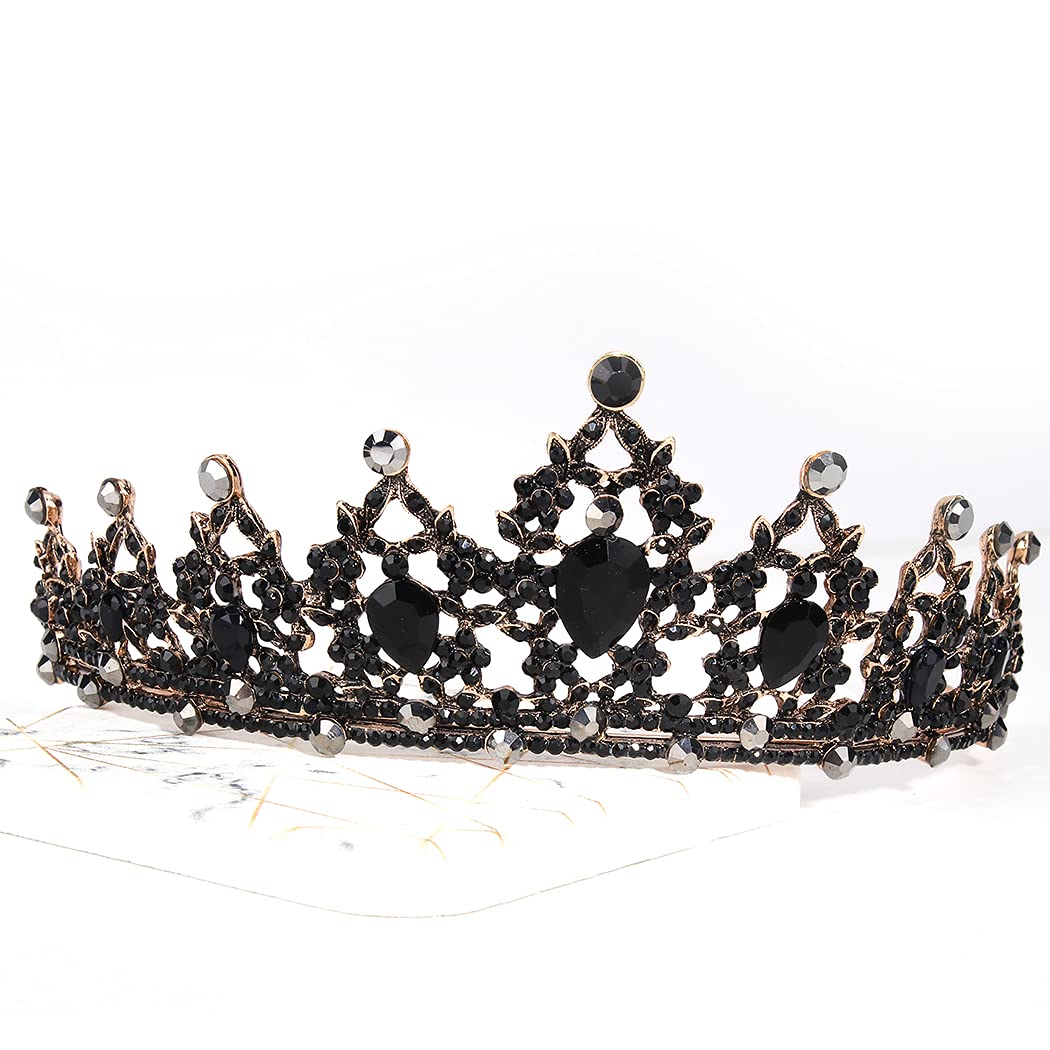 Didder Black Tiara, Crystal Princess Crown for Girls, Queen Tiara for Women Rhinestones Tiaras and Crowns for Women Tiaras for Girls Hair Accessories for Wedding Bridal Birthday Prom Costume Gift