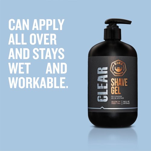 GIBS Grooming Clear Shave Gel - 16oz Moisturizing Formula with Shea Butter, Aloe & Oat Oil