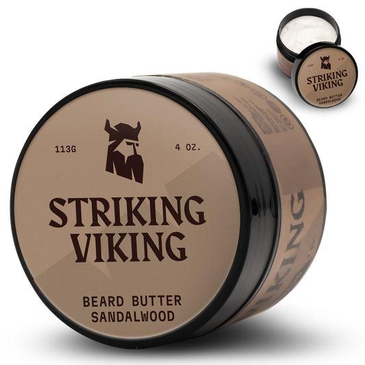 Striking Viking Sandalwood Beard Softener - Non-Greasy Cream for Hydrated, Refreshing Beards (4oz)