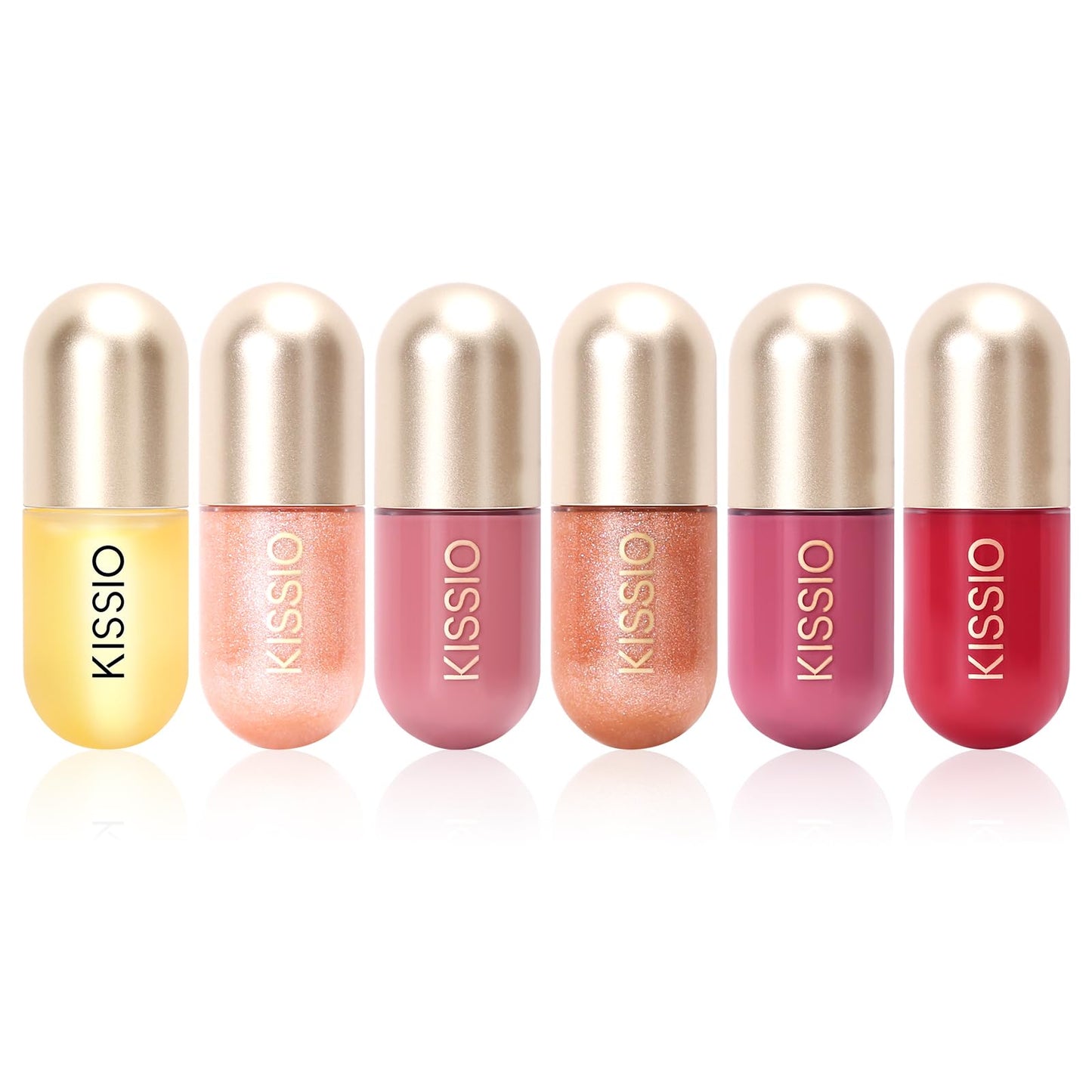 KISSIO Lip Plumper,Color Lip Plumper Gloss,Shimmer,Lip Enhancer,Plant Extracts Plumping Lip Serum,Moisturizing Lip Gloss for Fuller Lips and Hydrated Beauty Lips 5.5ml (01 Lemonade)