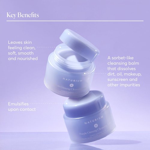 Naturium Purple Ginseng Cleansing Balm - Smoothing Face Wash with Plant-Based Esters & Oils | 3.0 oz