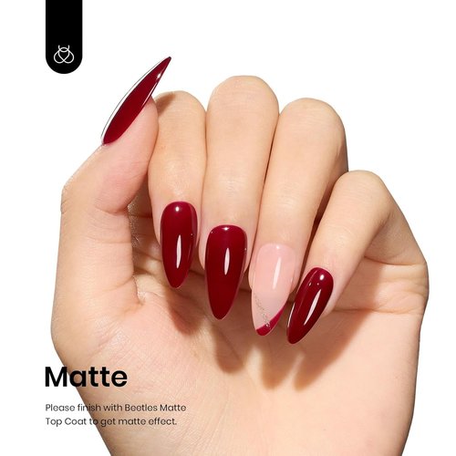Beetles Red Gel Polish - Oxblood Red 15ML/0.51Fl Oz, Maroon Dark Burgundy Gel Nail Polish, Soak Off UV LED Lamp Burgundy Wine Color Nails Art, Long-Lasting Manicure Salon DIY Home Gifts for Woman