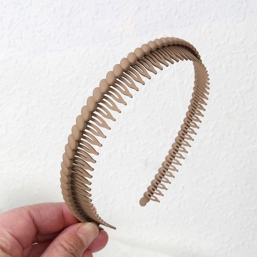 Jaczora Plastic Comb Headbands with Teeth for Women, Non-Slip Comfort Hair Bands, Black Brown Beige White, 4 Pack Hair Accessories