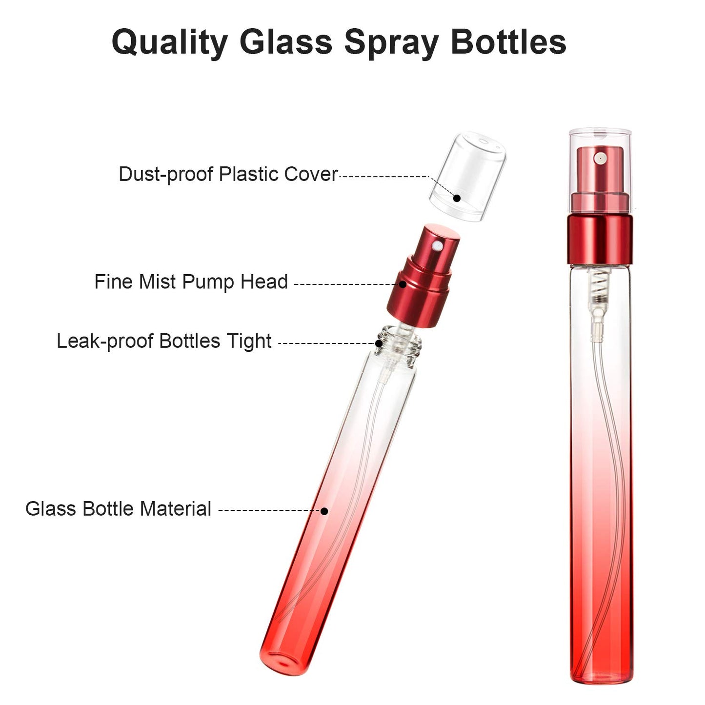 Skiennix Mini Travel Perfume Spray Bottles - 10ml Colorful Glass Atomizers | Refillable Fine Mist Sprayers (6 Gradient Colors)