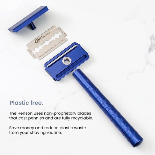 Henson Shaving Razor - Tan Double Edge Safety Razor with 5 Blades | Precision 30° Angle for Men & Women