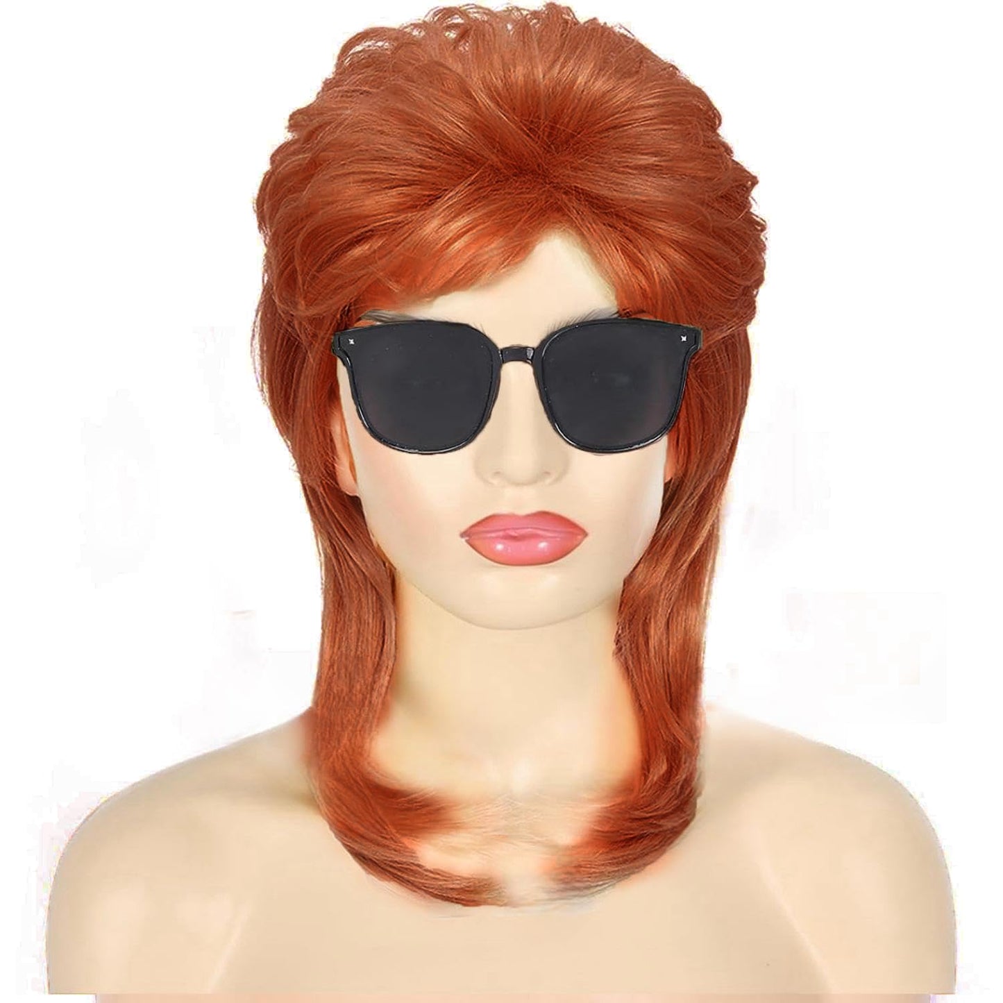 Daiaces Auburn Mullet Wig for Women 70s80s Disco Wig Shoulder Length Layered Heat Resistant Synthetic Hair Cosplay Daily Party Halloween