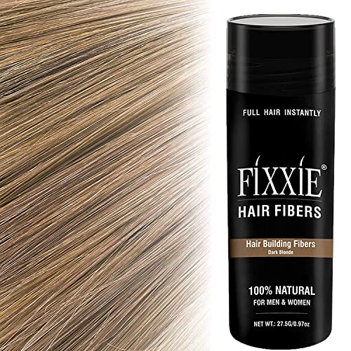 FIXXIE Hair Fibers DARK BLONDE for Thinning Hair 27.5g Bottle, Hair Fibre Concealer for Hair Loss for Men and Women, Naturally Thicker Looking Hair with Keratin Hair Fibres