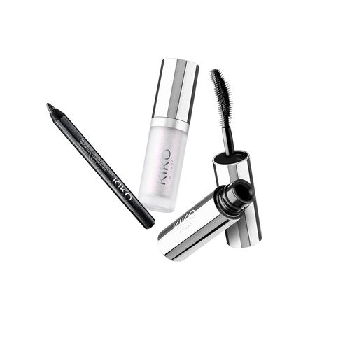 KIKO Milano Snow-Kissed Holiday Mini Makeup Gift Set - Volumizing Mascara, Eye Pencil & Liquid Highlighter