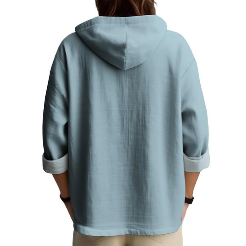 LOAIHA Men's Ink Wash Sweatshirt Long Sleeves Button Down Pullover Vintage Printed Oversized Casual Hooded Sweatshirts