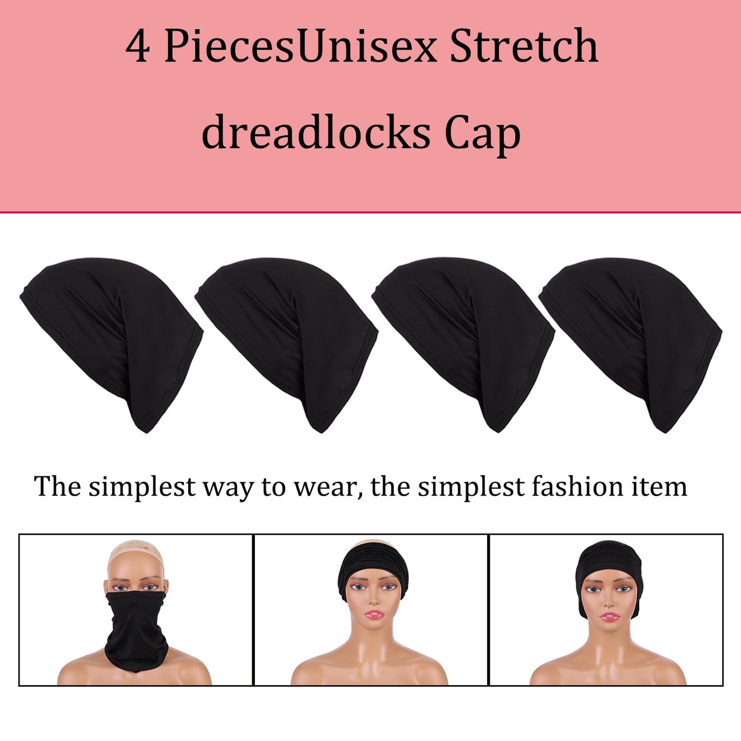 Leeven 6 Packs Sleep Cap Designed for Men with Natural Curly Wave Hair Dreadlock Cap Long Hair Dreads Head Wrap Sleeping Cap Hair Accessories Sleep Bonnet for Men for Woman