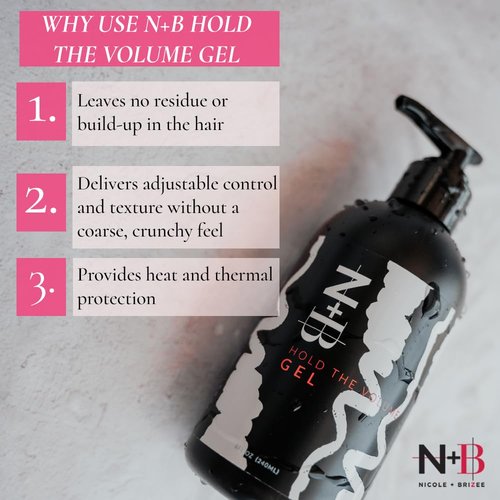 N+B Hair Styling Gel - Strong Hold, Adds Volume & Shine | Curl-Defining | 8 oz, Paraben-Free & Sulfate-Free
