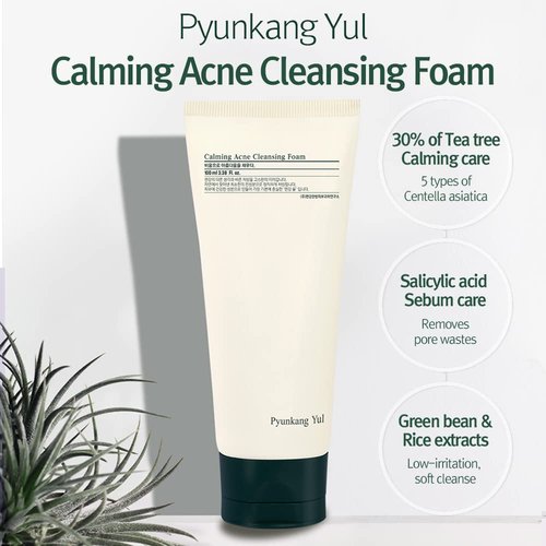 Pyunkang Yul Calming Cleansing Foam - Low pH Facial Wash with Witch Hazel & AHA | 3.38 Fl. Oz