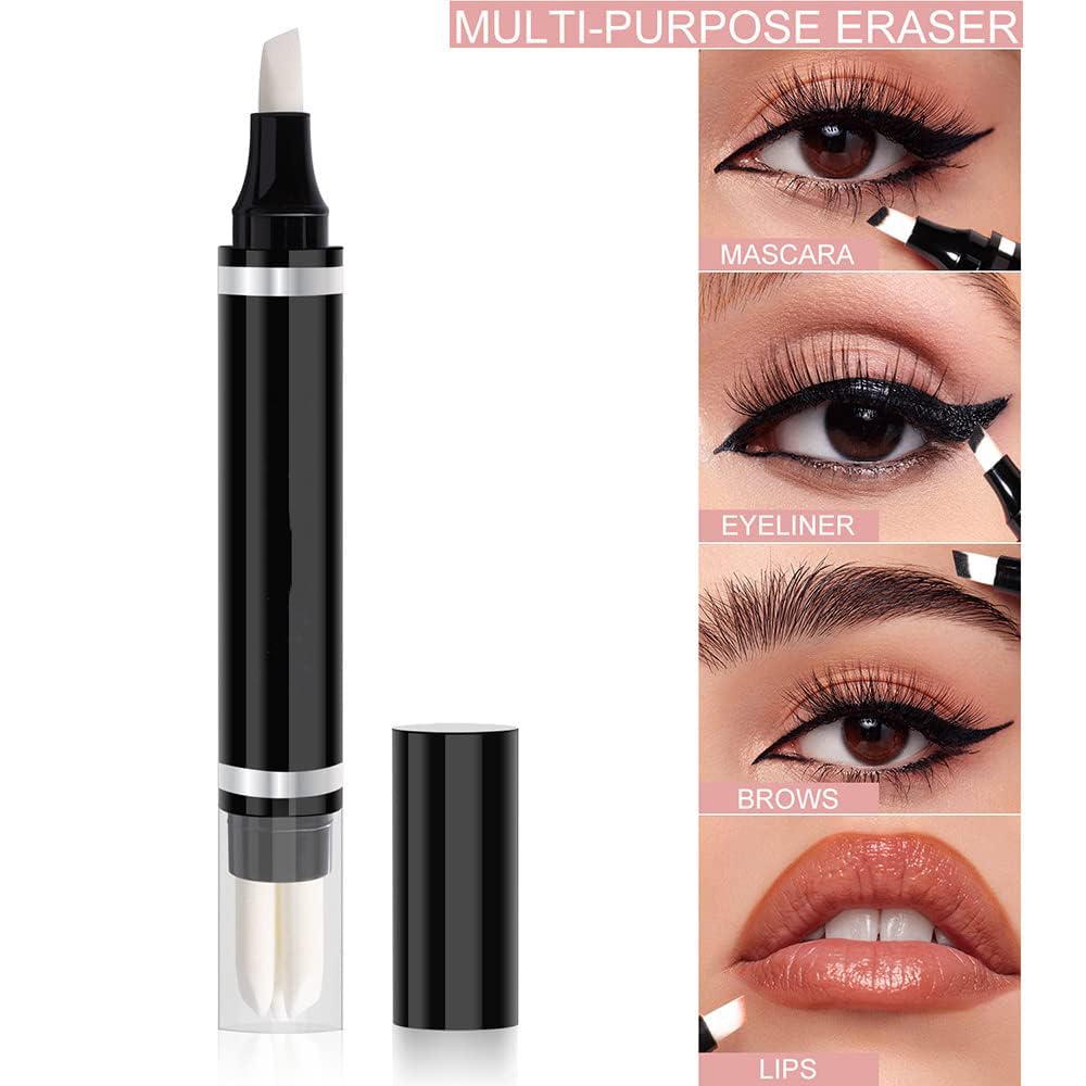 Skiennix Eye Makeup Remover Pen - Instant Touch-Up Eraser for Lipstick & Eyeliner | Travel-Friendly with 3 Replacement Heads