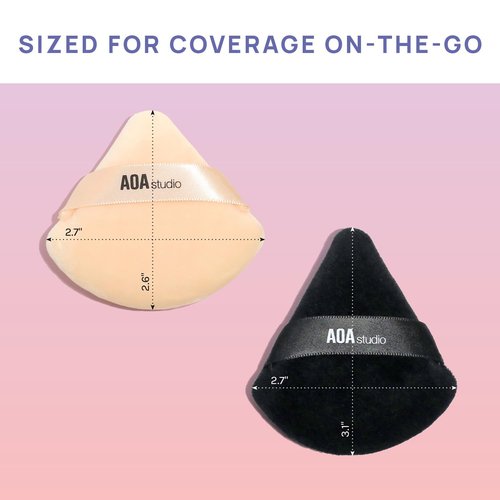 AOA Studio Velvet Puffs - Makeup Blender Sponge Set of 6 for Loose Powder & Foundation | Black/Peach