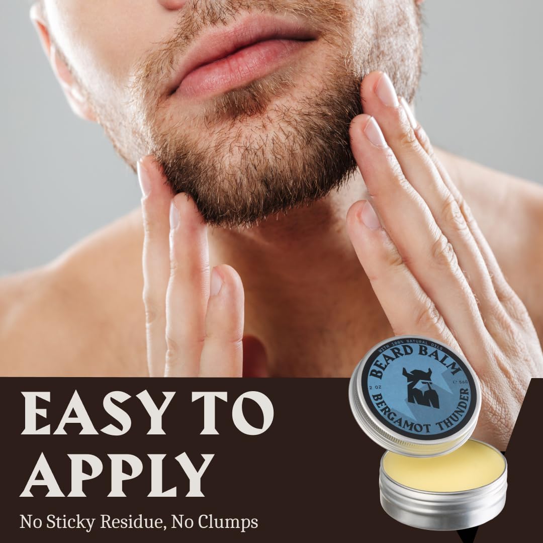 Striking Viking Beard Balm - Leave-In Conditioner with Argan & Jojoba Oils | 2 Oz Bergamot Thunder
