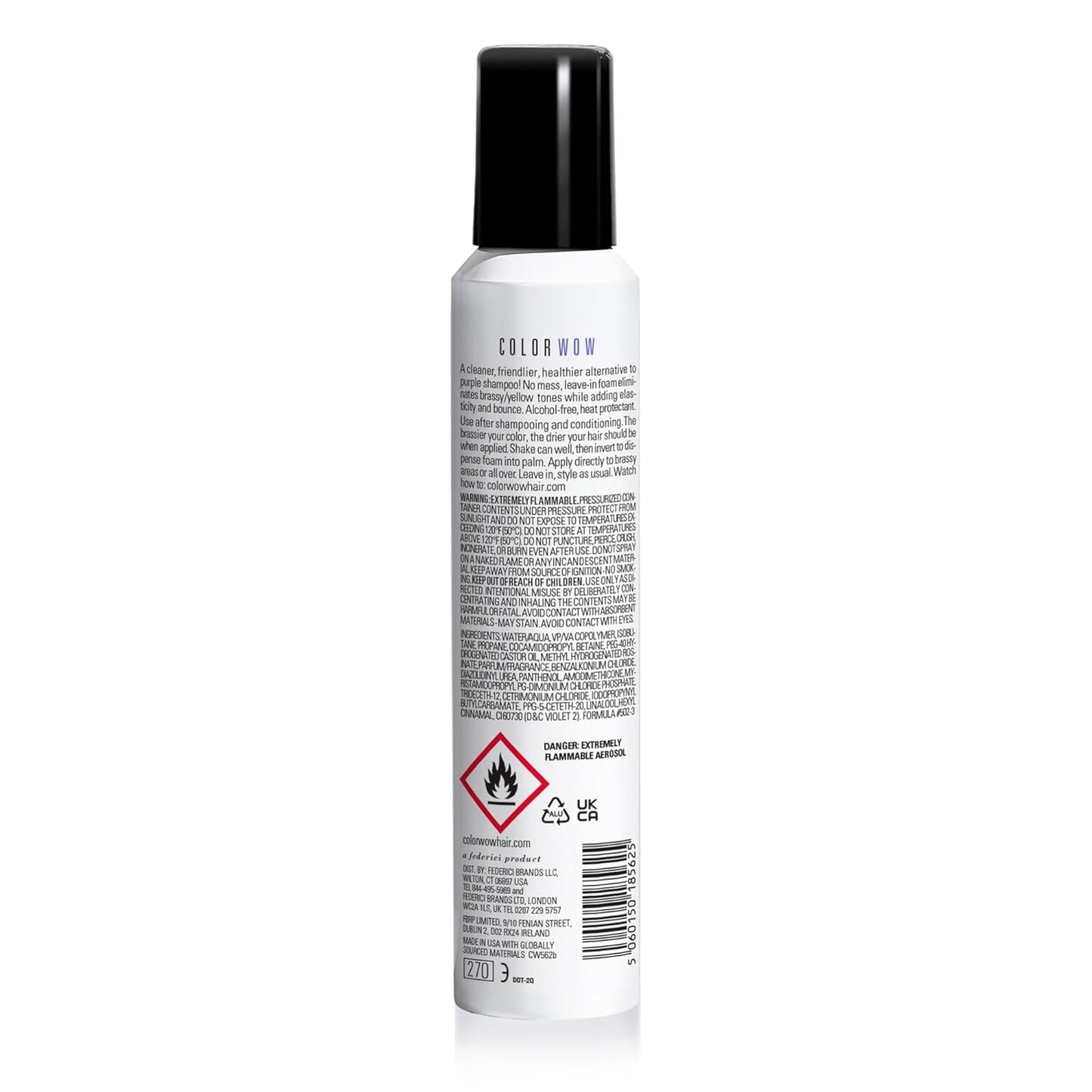 COLOR WOW Color Control Purple Toning Foam - Eliminate Brassiness in Blonde & Gray Hair, Alcohol-Free, Crunch-Free Styling