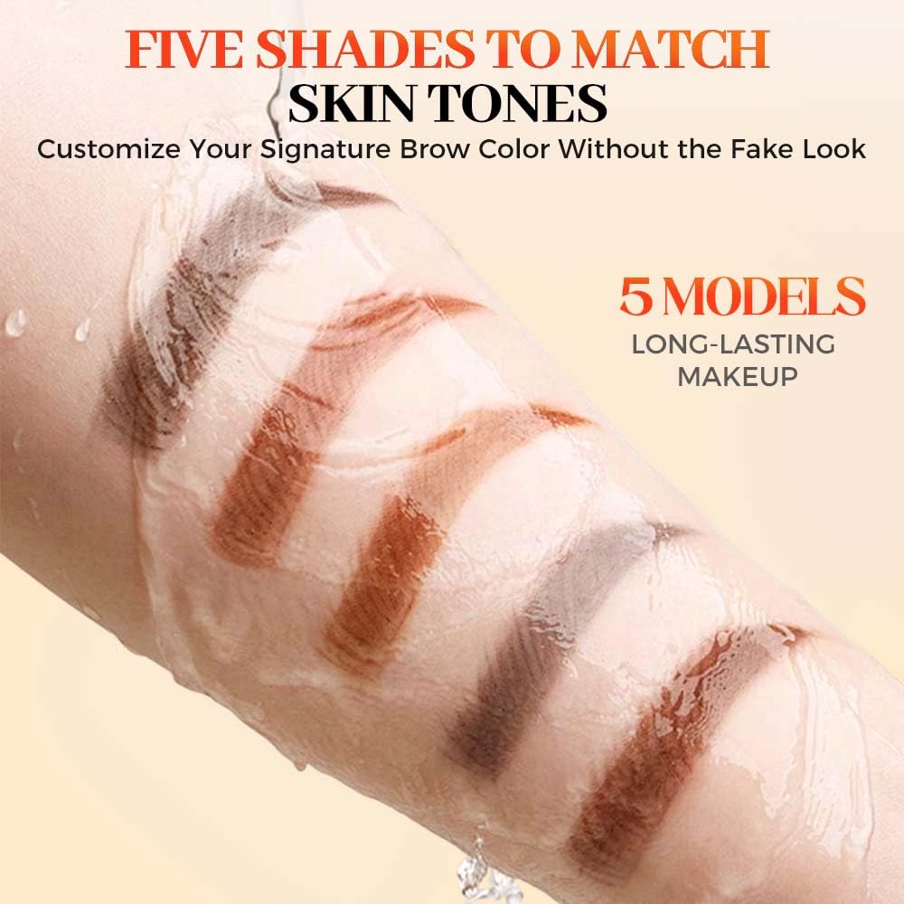 Skiennix Microblading Eyebrow Pencil - Waterproof 4-Tip Brow Pen with Precision Brush, Dark Brown
