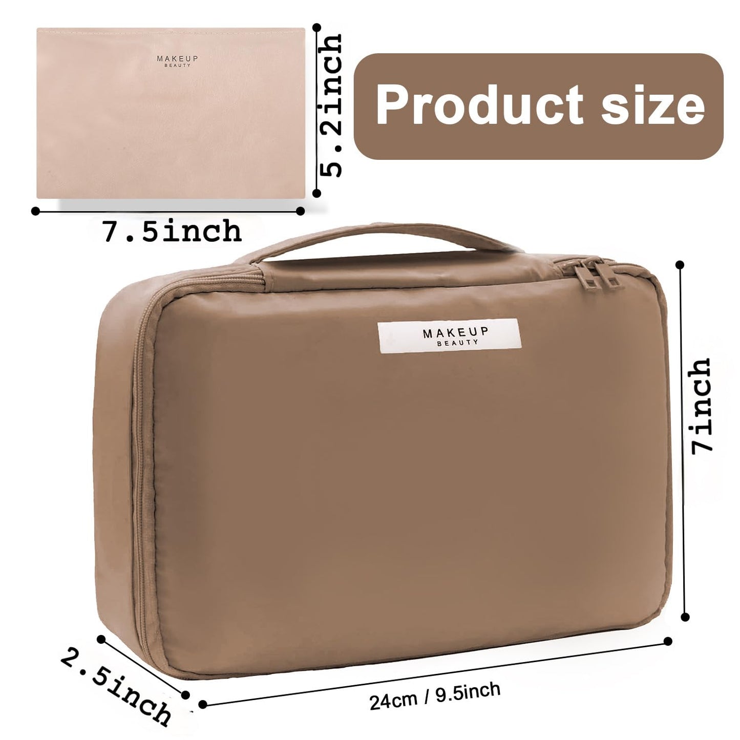 Travel Makeup Bag Cosmetic Bag Makeup Bag Toiletry bag for women and men (Coffee)