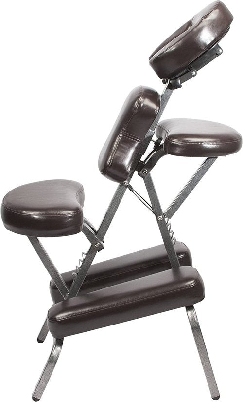 Master Massage Bedford Adjustable Portable Folding Full Body Massage Chair, Coffee, 11" x 14" x 39"