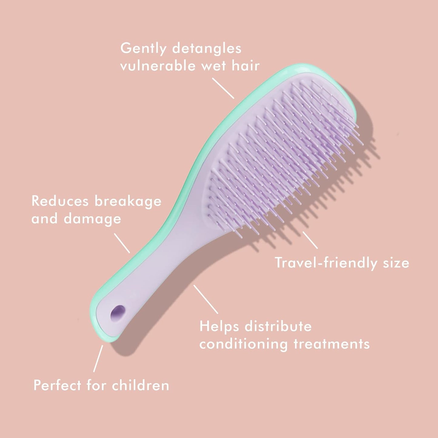 Tangle Teezer Ultimate Detangler Hairbrush Duo - Eliminates Knots & Reduces Breakage | Regular & Travel Size, Apricot Blaze & Wisteria Leaf