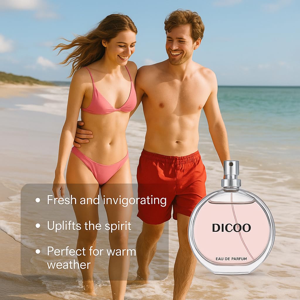 DICOO Women's Eau De Parfum - Floral Lavender, Orange & Rose Notes | Elegant 100ml Pink Glass Bottle