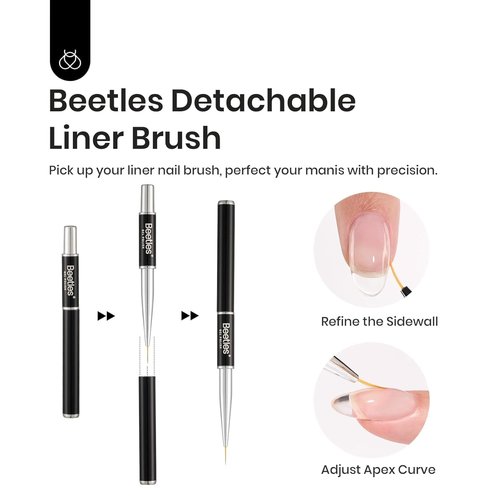 Beetles Builder Gel Kit-Dew Glow 2Pcs 0.51oz 8 in 1 Nail Extension Building Nail Apex Strengthener for Thin Nails with Liner Brush DIY Salon at Home for Beginners,UV & LED Lamp Needed
