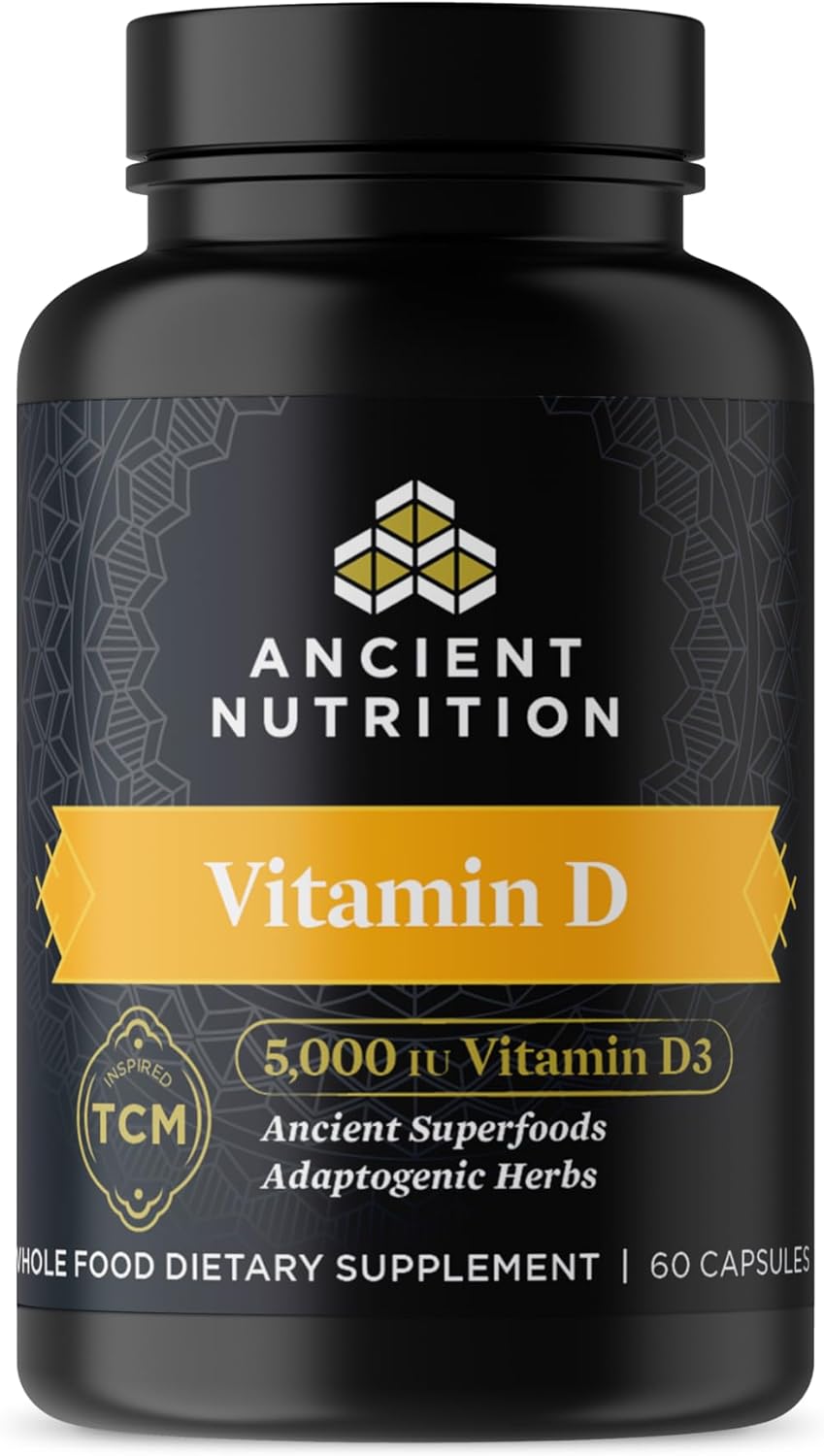 Ancient Nutrition Vitamin D Supplement - 5,000 IU for Immune Support | Paleo & Keto Friendly, 60 Capsules