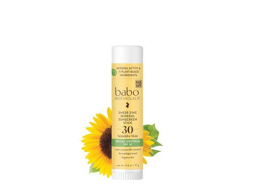 BABO Botanicals Sheer Zinc Sunscreen Sport Stick SPF 30 - Natural Zinc Oxide & Shea Butter - Fragrance-Free