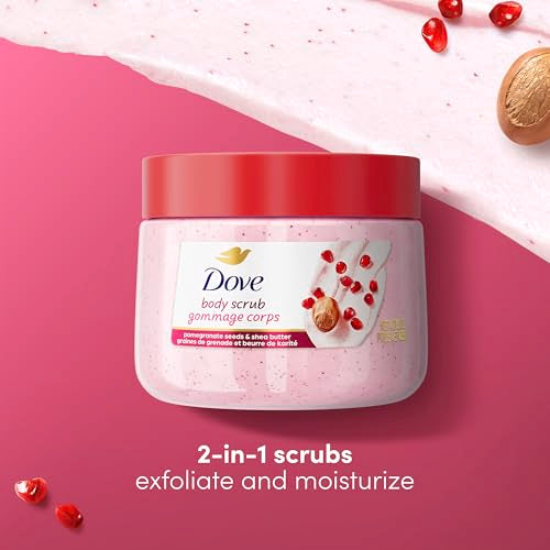 Dove Pomegranate& Shea Butter Body Scrub Exfoliates and Deeply Nourishes for Smooth, Radiant Skin 15oz