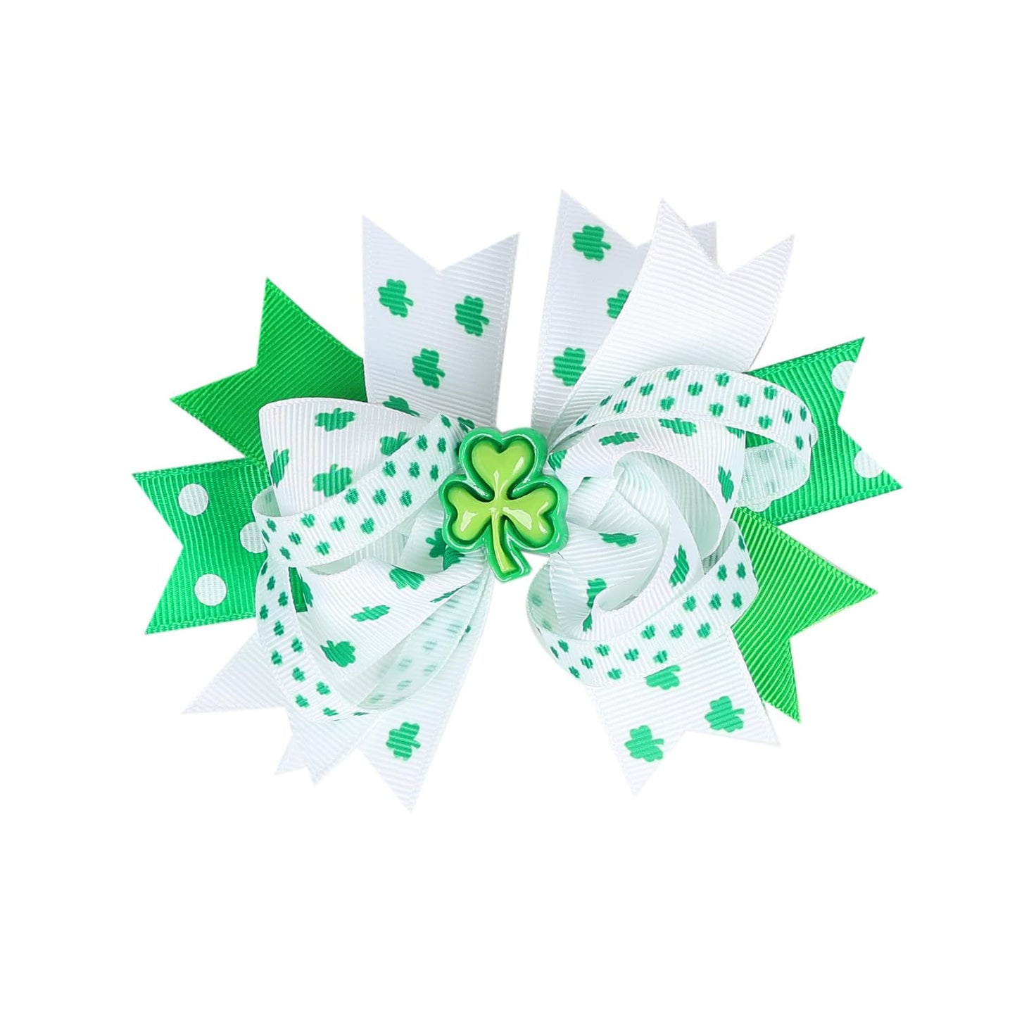 St. Patrick Bow Hair Clips Hairpin Grosgrain Ribbon Bows Holiday Barrettes JHSP07 (3 Pcs Set-G)