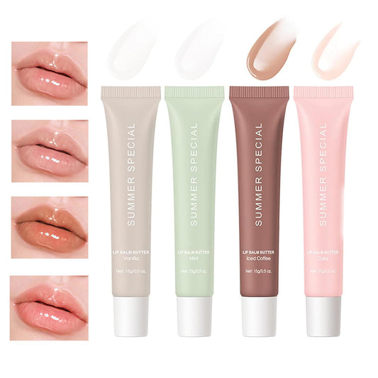 Summer Special Lip Balm, Summer Special Lip Butter Balm 4 Color Lip Butter Balm for Hydration & Shine summer lip balm mini for Shine Hydration Sheer Tinted Soothing Lip Care (Mixed 4PCS)